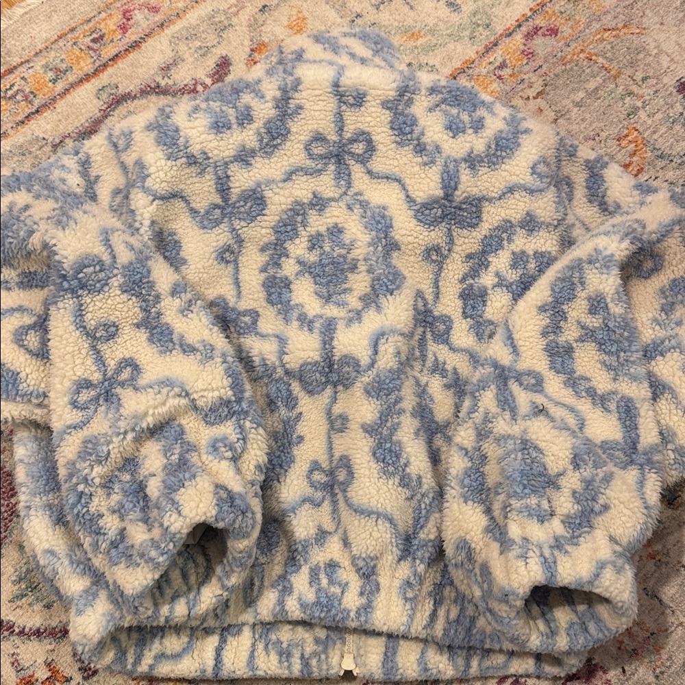 Blue bow and floral fleece jacket - Picture 3 of 3